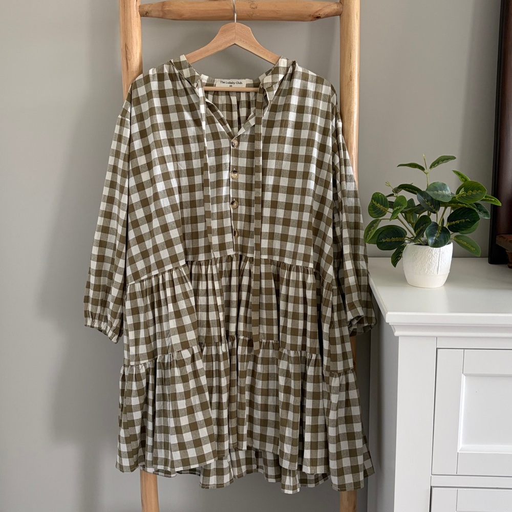 Lullaby Club Avalon Smock Gingham Mini Dress XS - Picture 3 of 7
